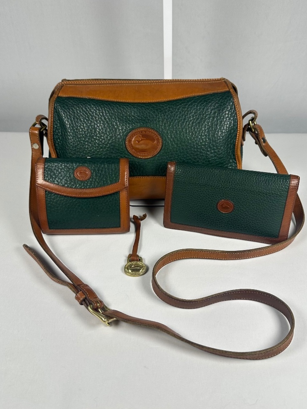 Dooney&Bourke Vintage All Weather Leather Ivy/Fir Green&British Tan 3 Piece Set
